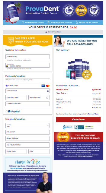 ProvaDent Secured Checkout Form